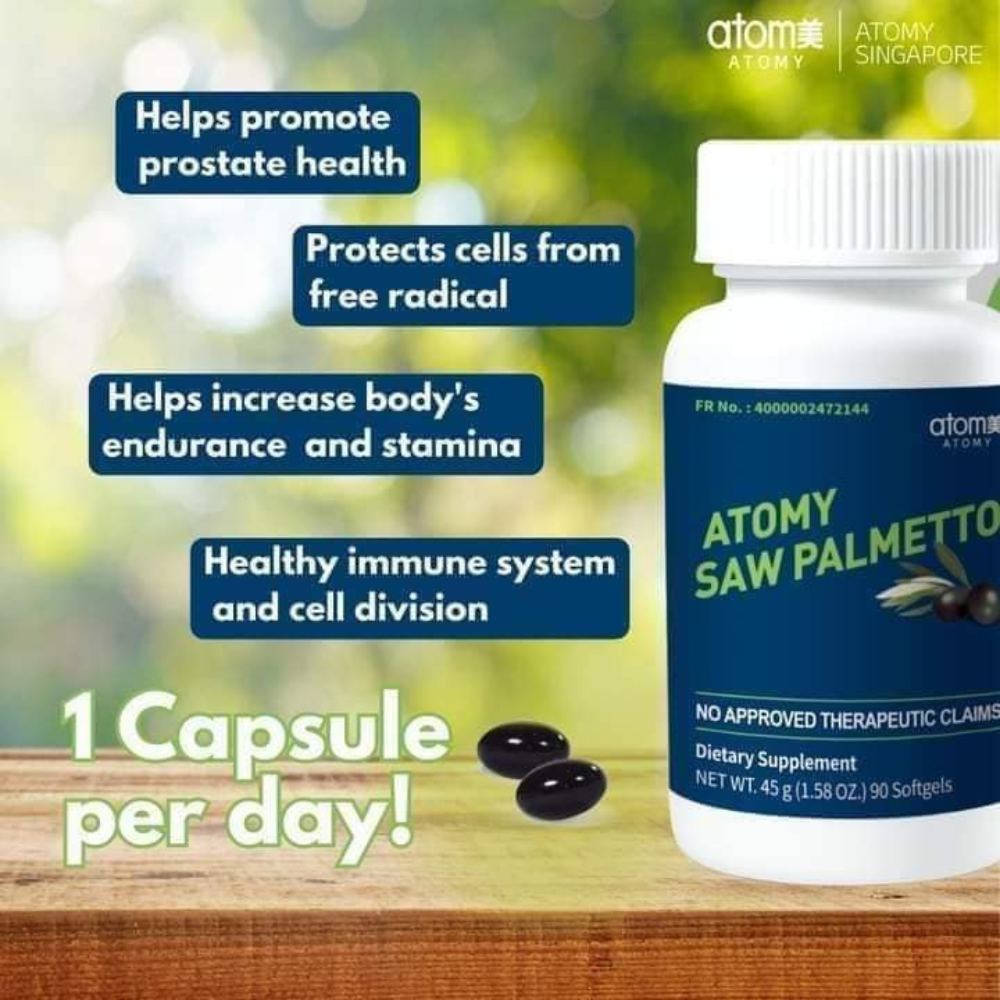 "Atomy Saw Palmetto ক্যাপসুল, প্রোস্টেট স্বাস্থ্য ও শক্তি বৃদ্ধিতে সহায়ক।"